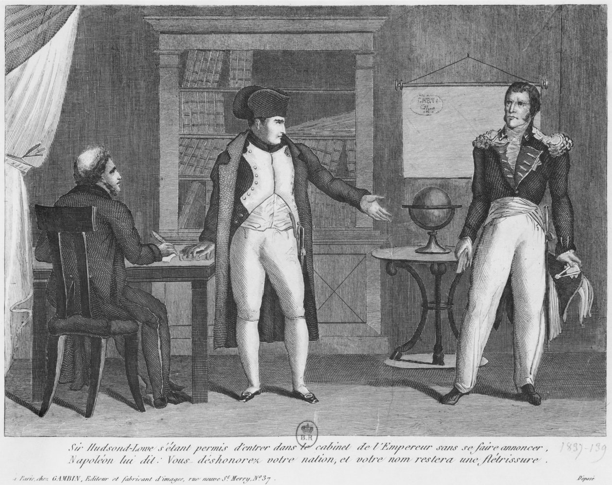 Sir Hudson Lowe Coming into the Study of Napoleon I on the Island of St. Helena Without Announcing Himself by French School