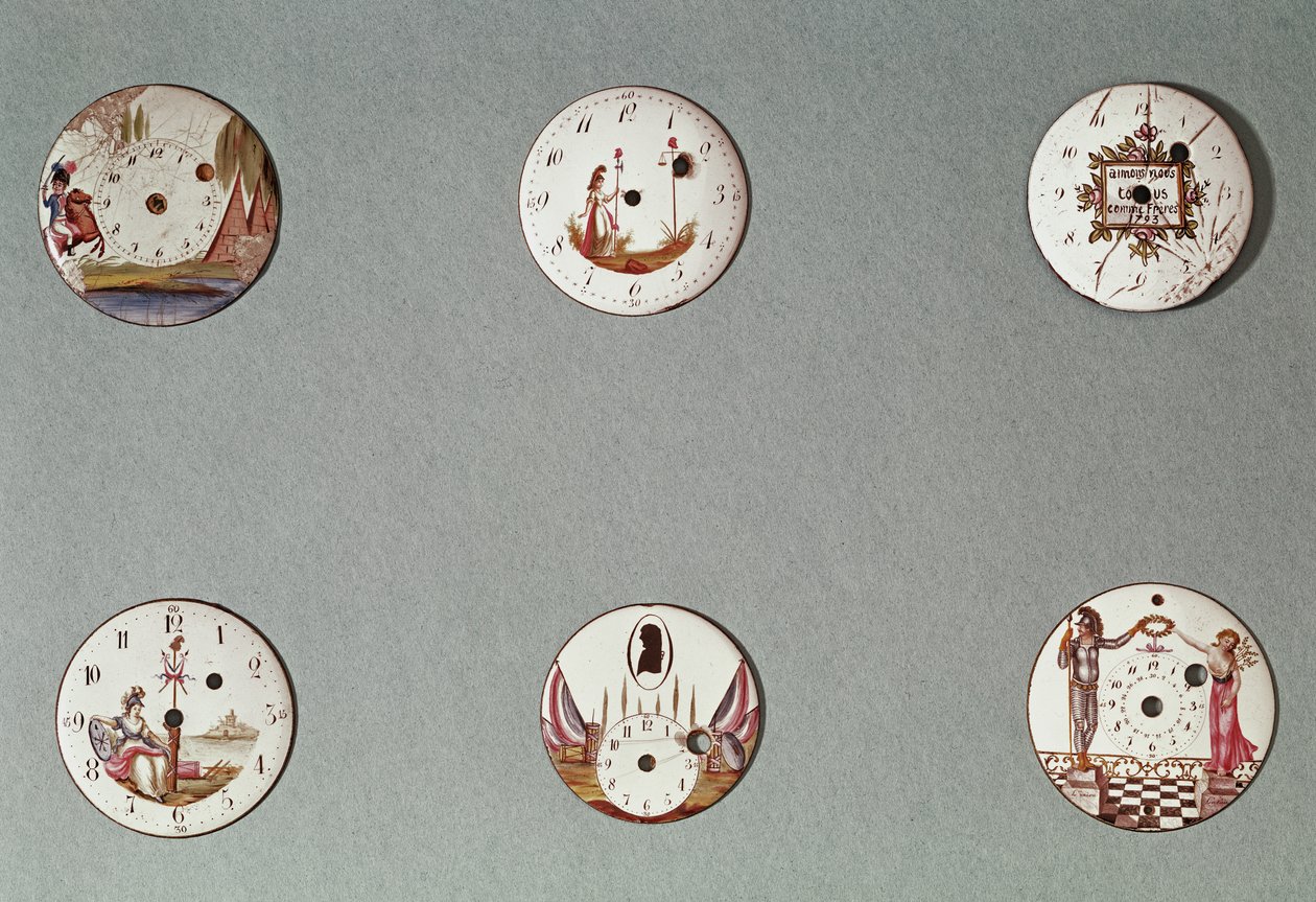 Six pocket watches decorated with Revolutionary symbols by French School