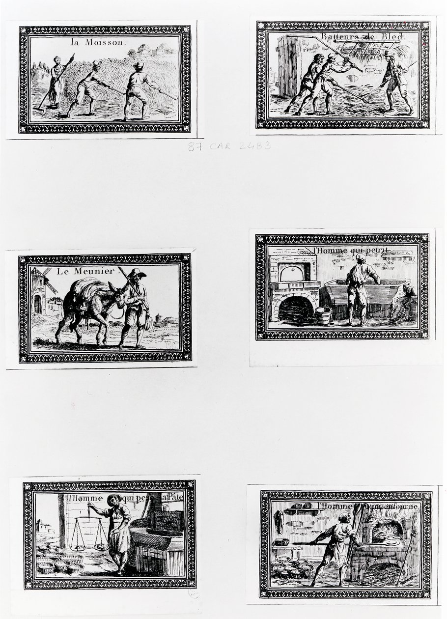 Six Vignettes Depicting Bread Making by French School