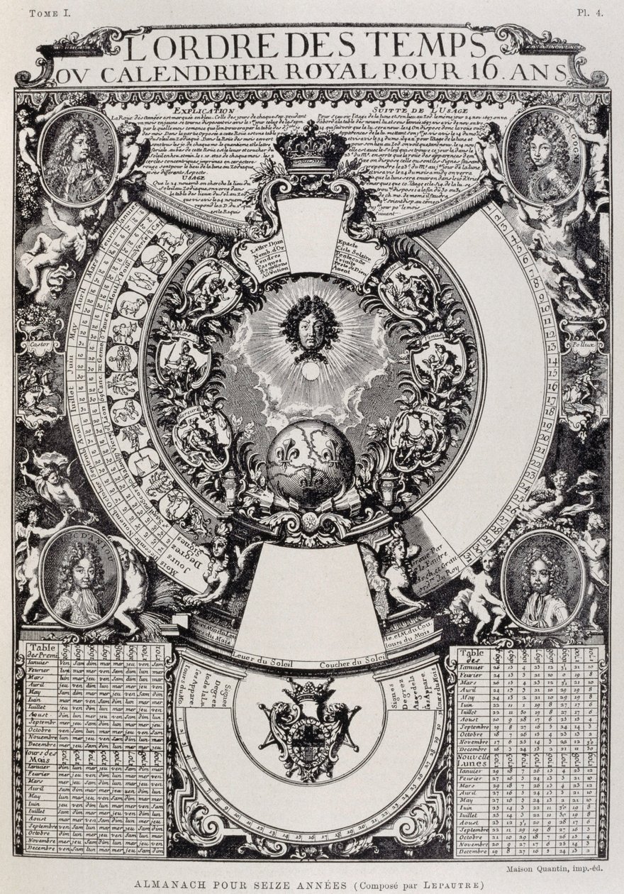 Sixteen years almanac designed by Lepautre by French School