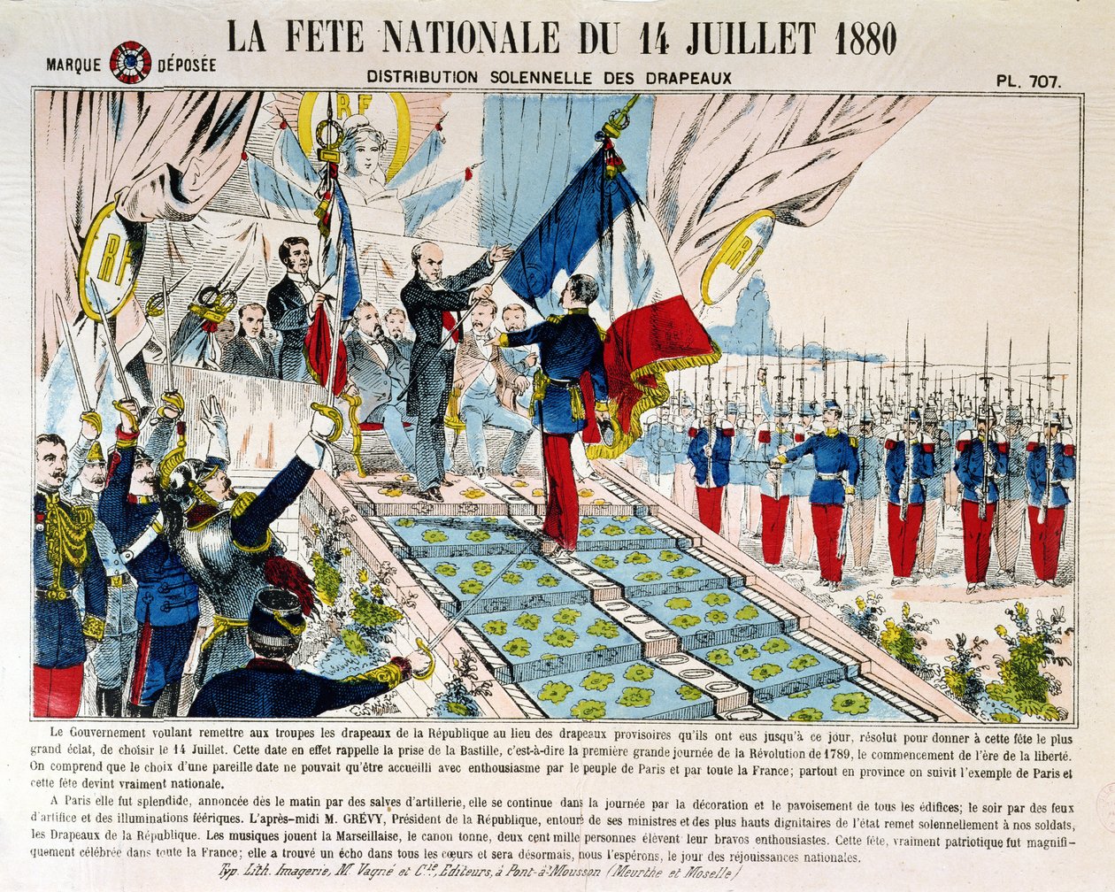 Solemn Distribution of Flags at Longchamp by President Jules Grevy, 14th July 1880 by French School