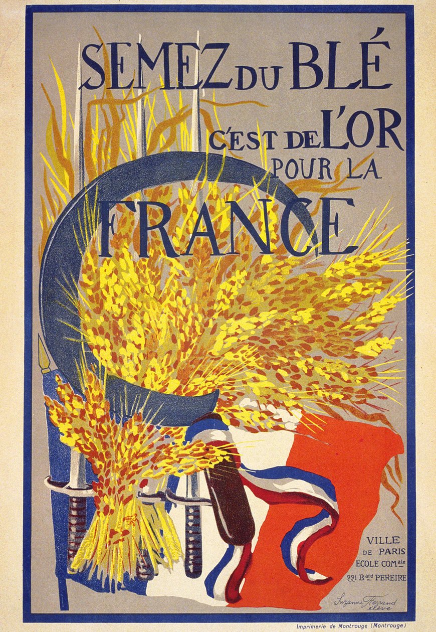 Sowing wheat is gold for France - poster by French School
