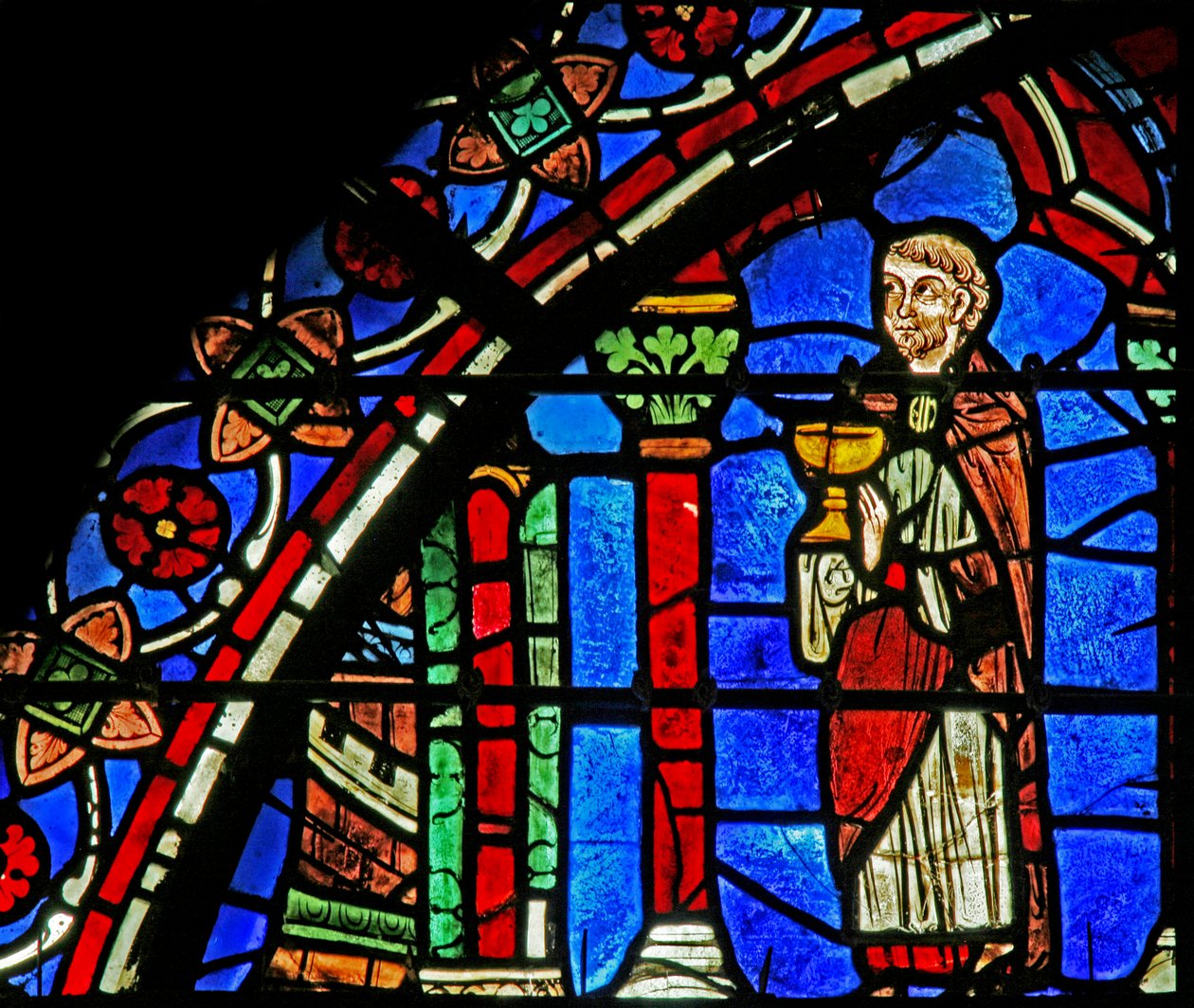 St Cheron window: priest with chalice by French School