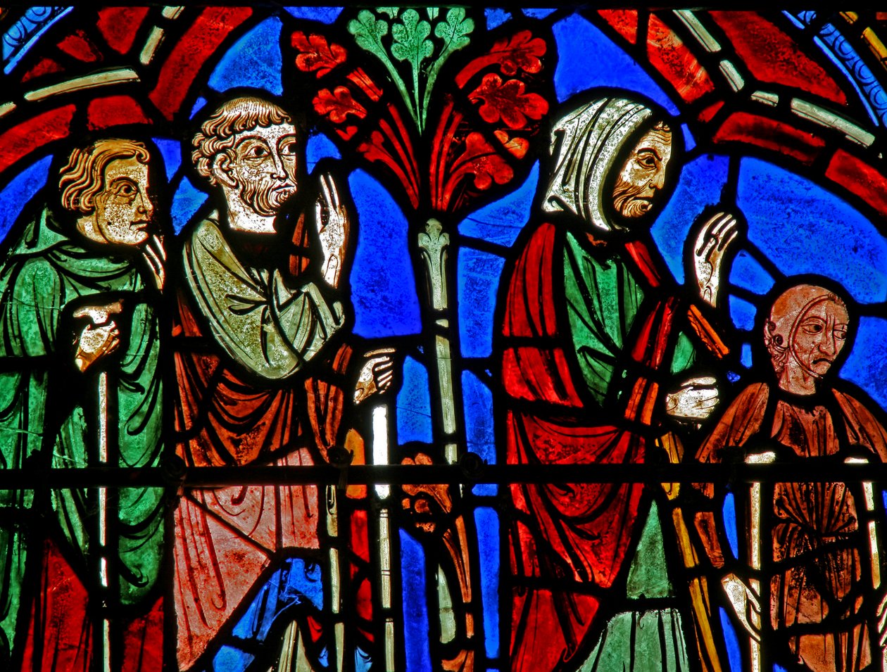 St Cheron Window: The Sick at His Tomb by French School