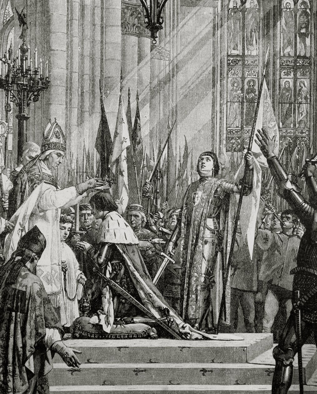 St. Joan of Arc at the Coronation of Charles VII in 1429 by French School