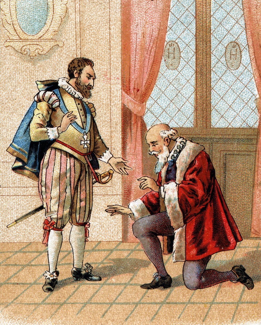 Stand up, my friend, your enemies will say that I forgive you said King Henry IV to Maximilian of Bethune in 1598 by French School
