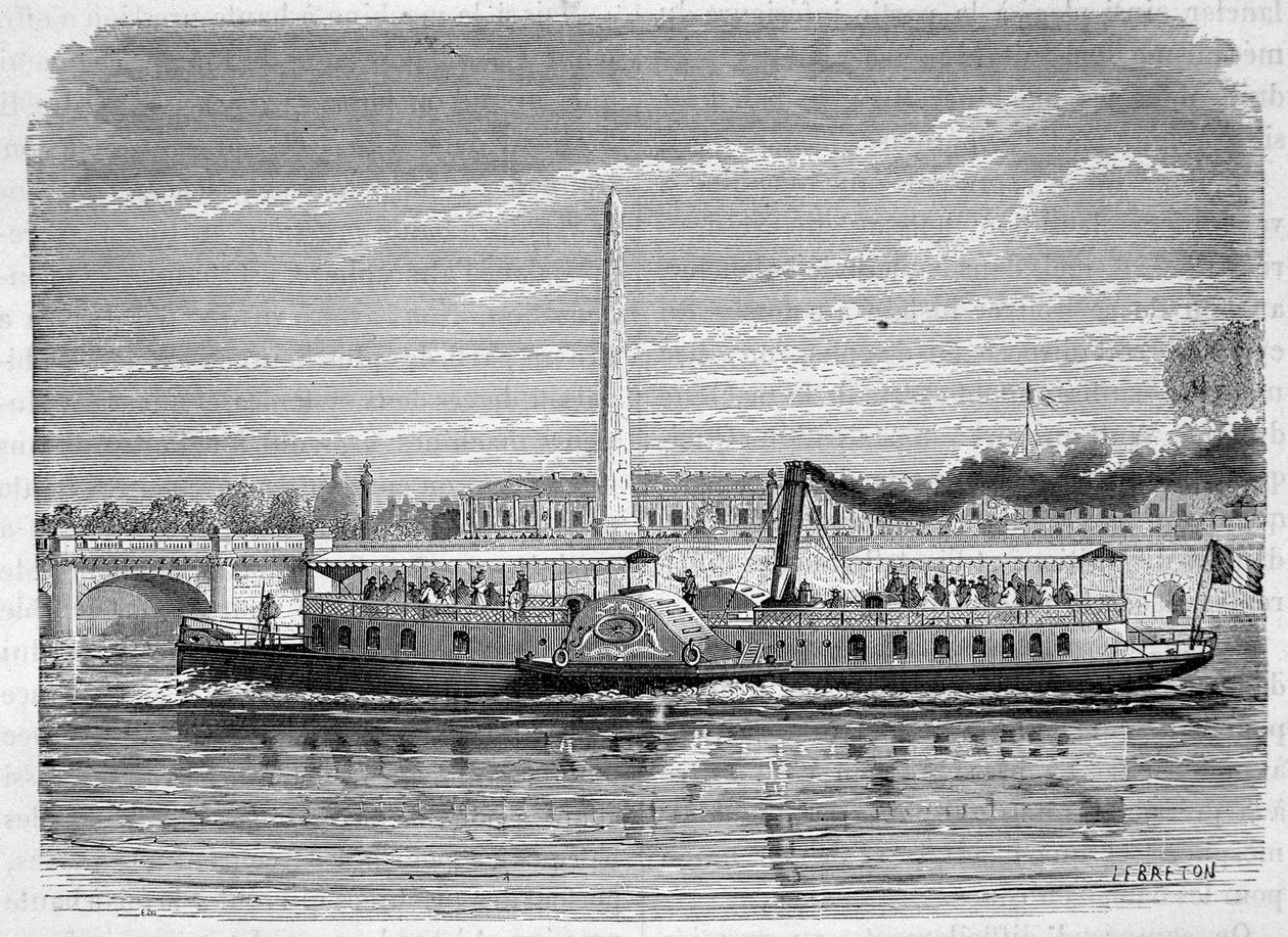 Steam Boat (Wheeled) Intended to Do the Omnibus Service on the Seine in Paris During the World Exposition of 1867 by French School