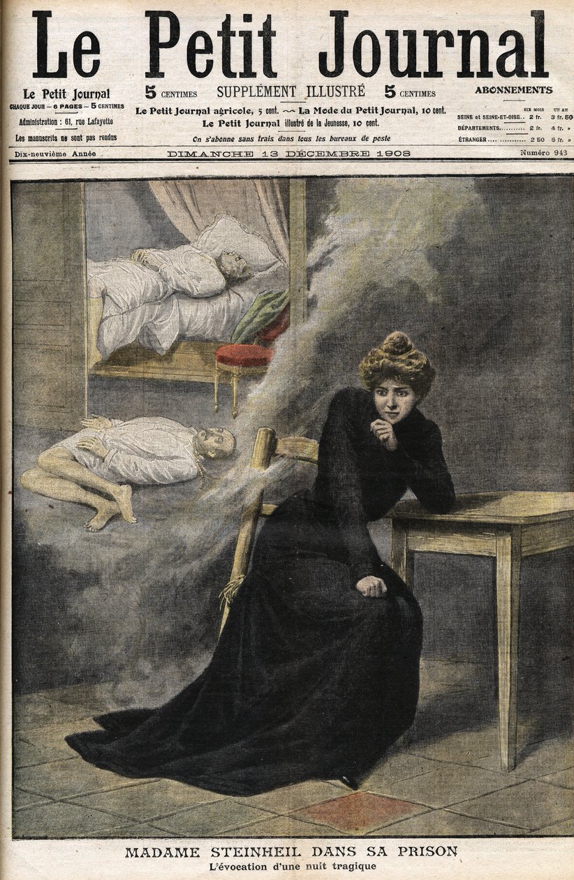 Steinheil case: Marguerite Steinheil (1869-1954) in her prison - Le Petit Journal, December 1908 (engraving) by French School