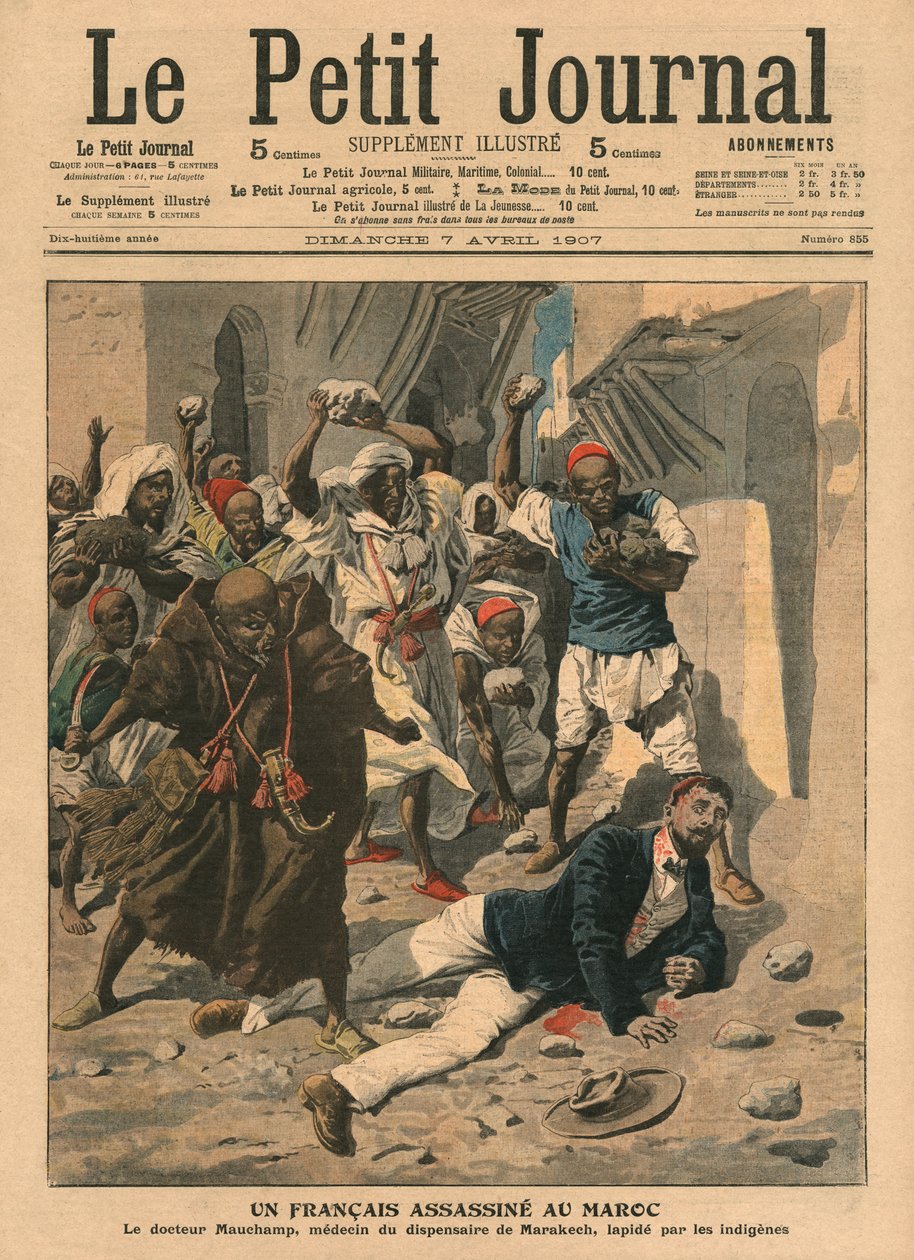 Stoning of French Doctor Mauchamp in Morocco, Illustration from 