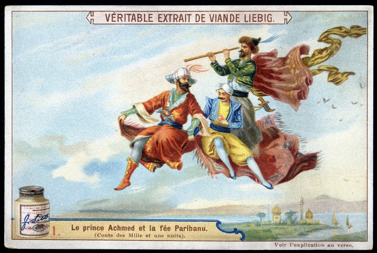 Tale of 1001 Nights (Tales of Thousand One Nights): Prince Achmed and Fairy Paribanu - chromolithography by French School