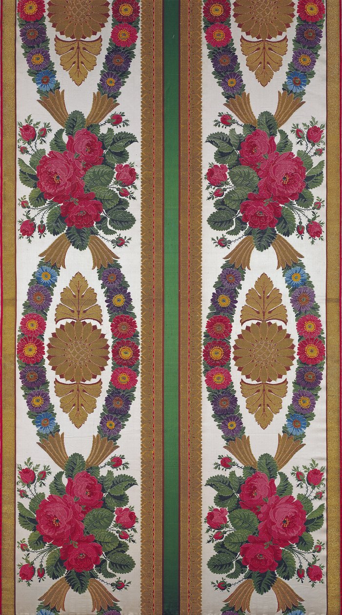 Textile with garlands of daisies and bouquets of roses by Cousin and Bony, Bissardon, Lyon, 1811 by French School