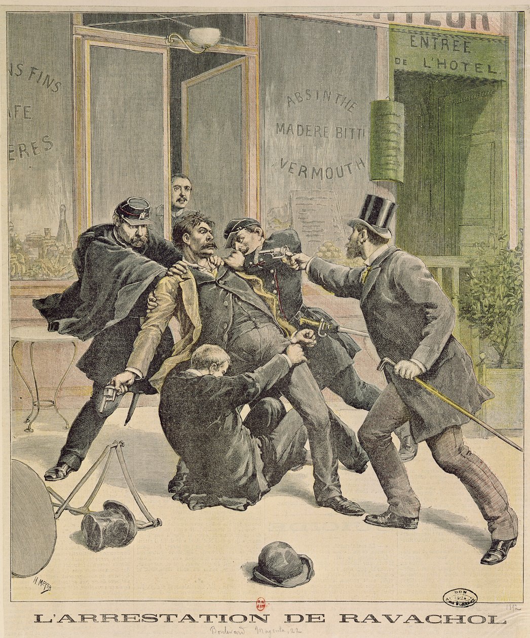 The Arrest of Ravachol, front cover of 'Le Petit Journal', 16th April 1892