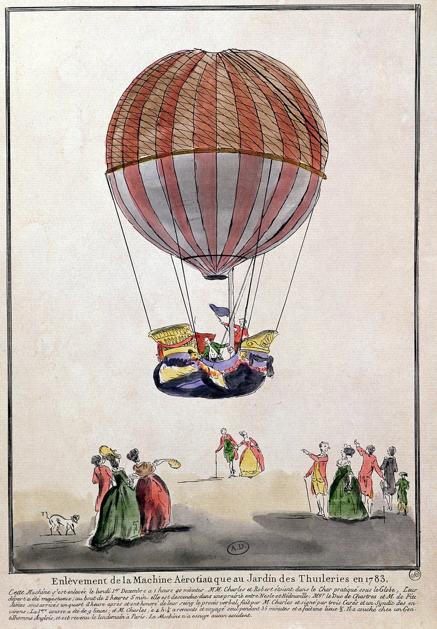 The Ascent of the Aerostat in the Jardin des Tuileries, 1st December, 1783 by French School