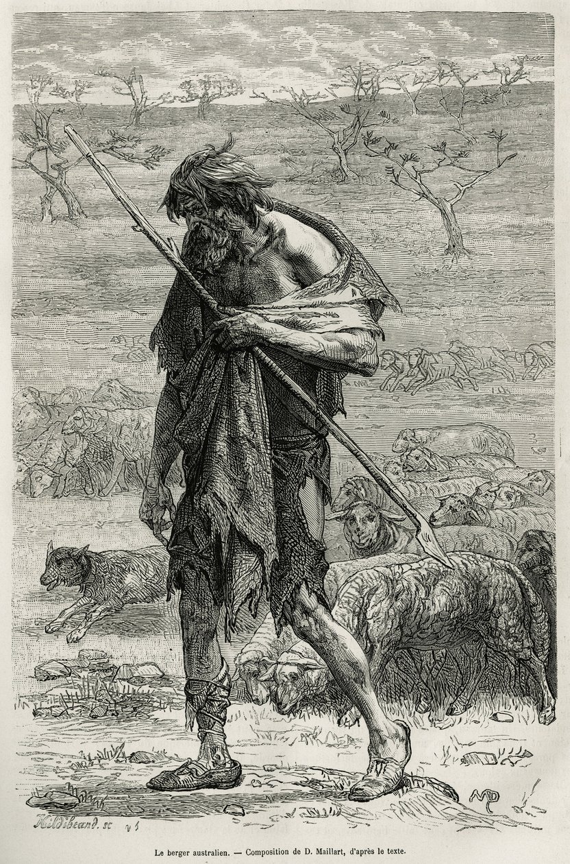 The Australian Shepherd, Engraved after a Drawing by D. Maillart, to Illustrate the Story Six Months in Australia, by Desire Charnay, a Mission Assignment by the Ministry of Public Education, in 1878, Published in Le Tour du Monde, under the Direction of E by French School