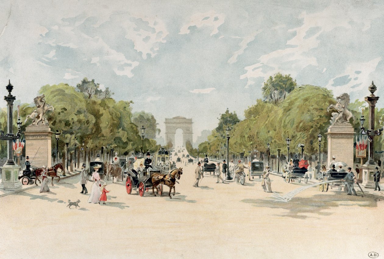 The Avenue des Champs-Elysees, c.1895 by French School