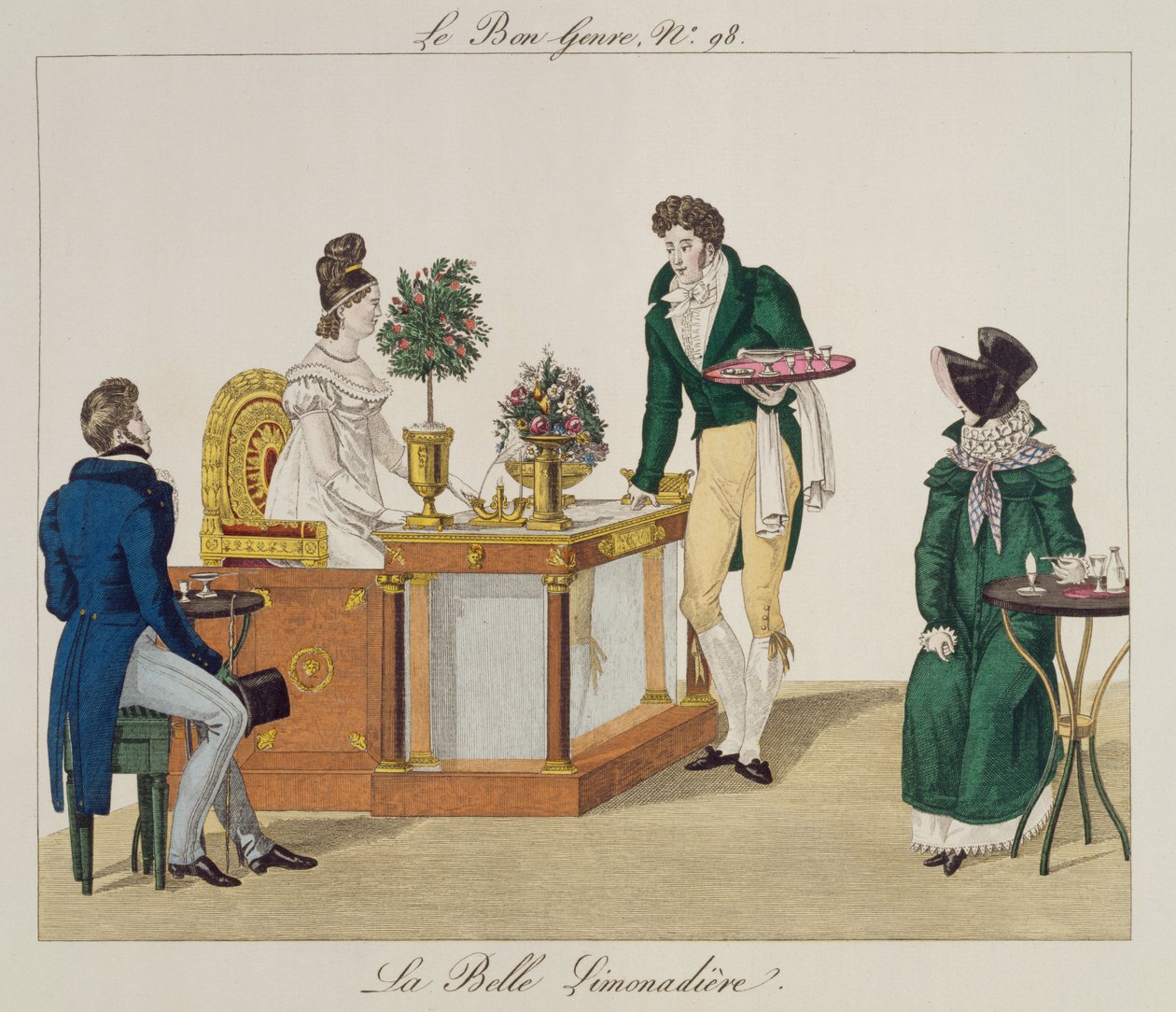 The Beautiful Lemonade seller, plate 98 from Le Bon Genre, c.1810 by French School