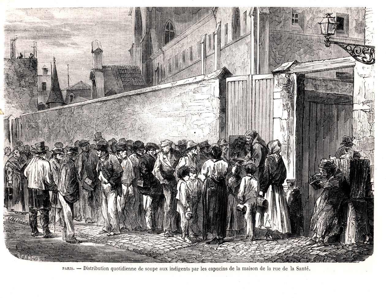 The Capuchins of rue de la Sante Distributing the Daily Soup to the Poor, from Le Monde Illustre, 1860 by French School