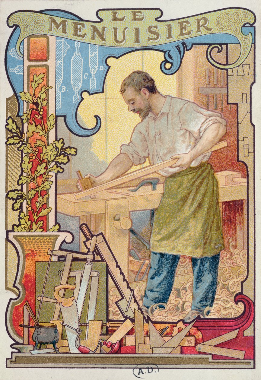 The Carpenter, illustration from a book on the crafts by French School