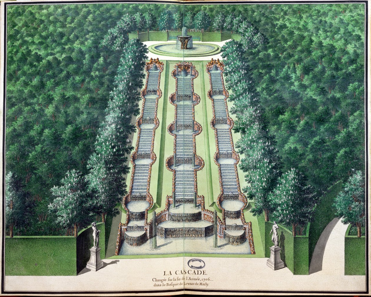 The Cascade, altered at the end of 1706, in the grove on the hill, from Gardens of Marly by French School