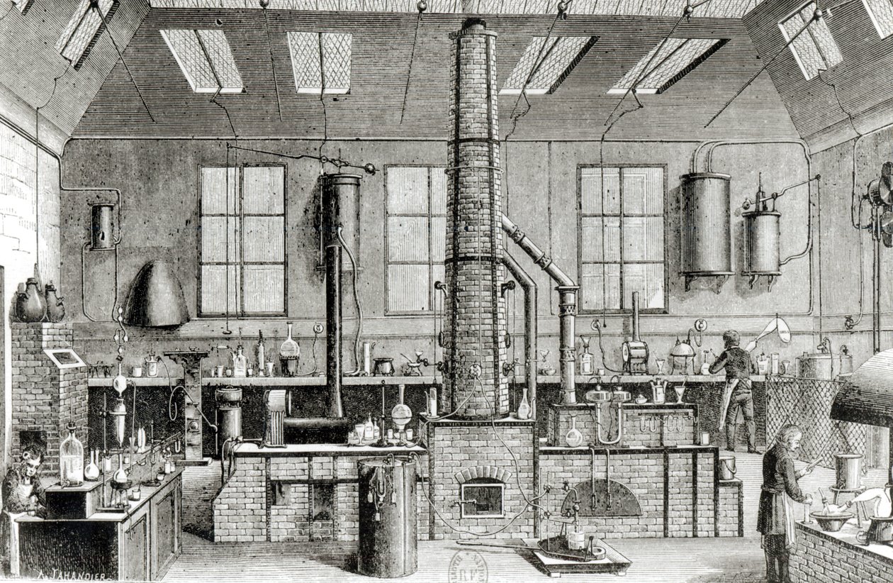 The Chemistry Laboratory of a School in Paris, from Almanach du Magasin Pittoresque, 1870 by French School