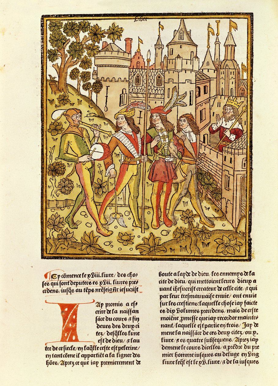 The City of God and the City of This Century, from La Cite de Dieu by French School