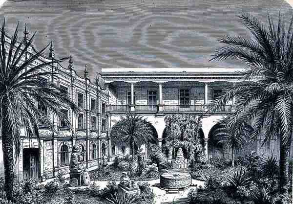 The Court of the Mexico Museum, from The Ancient Cities of the New World, by Claude-Joseph-Desire Charnay, pub. 1887 by French School