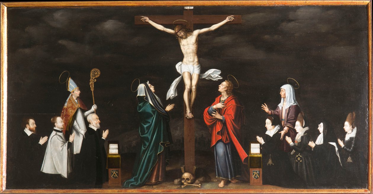 The Crucifixion, Portraits of Donors by French School