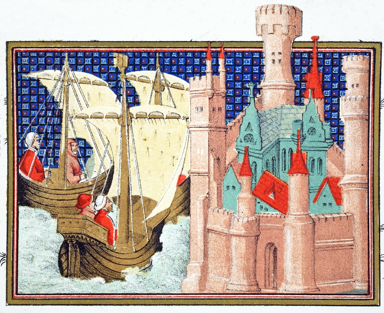 The Duke of Salisbury Arriving at Conway Castle from Ireland, Facsimile Copy from Le Prinse et Mort du Roy Richart by Jean Creton, Reprinted 19th Century by French School
