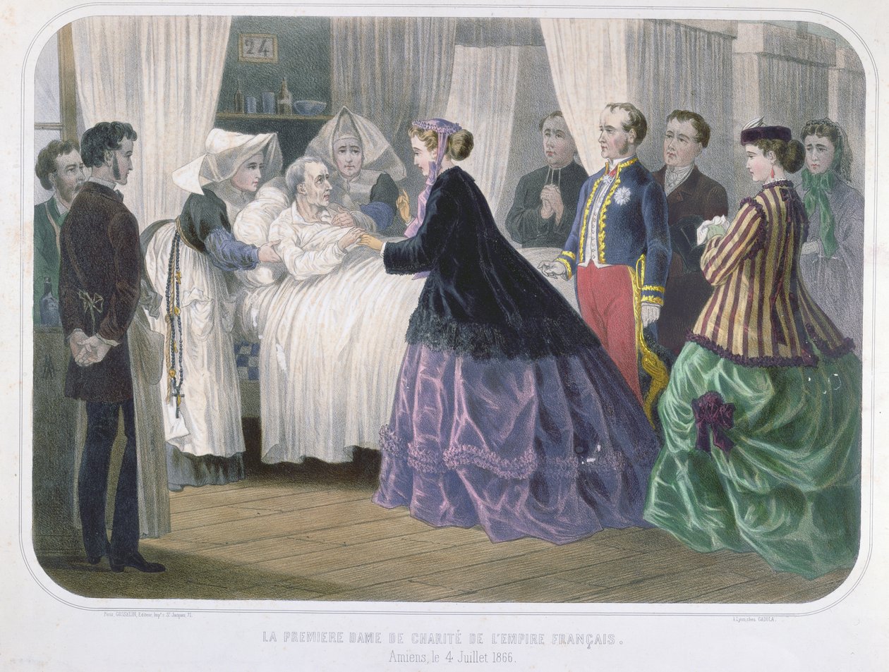 The Empress Eugenie visiting the cholera victims in Amiens on the 4th July 1866 by French School