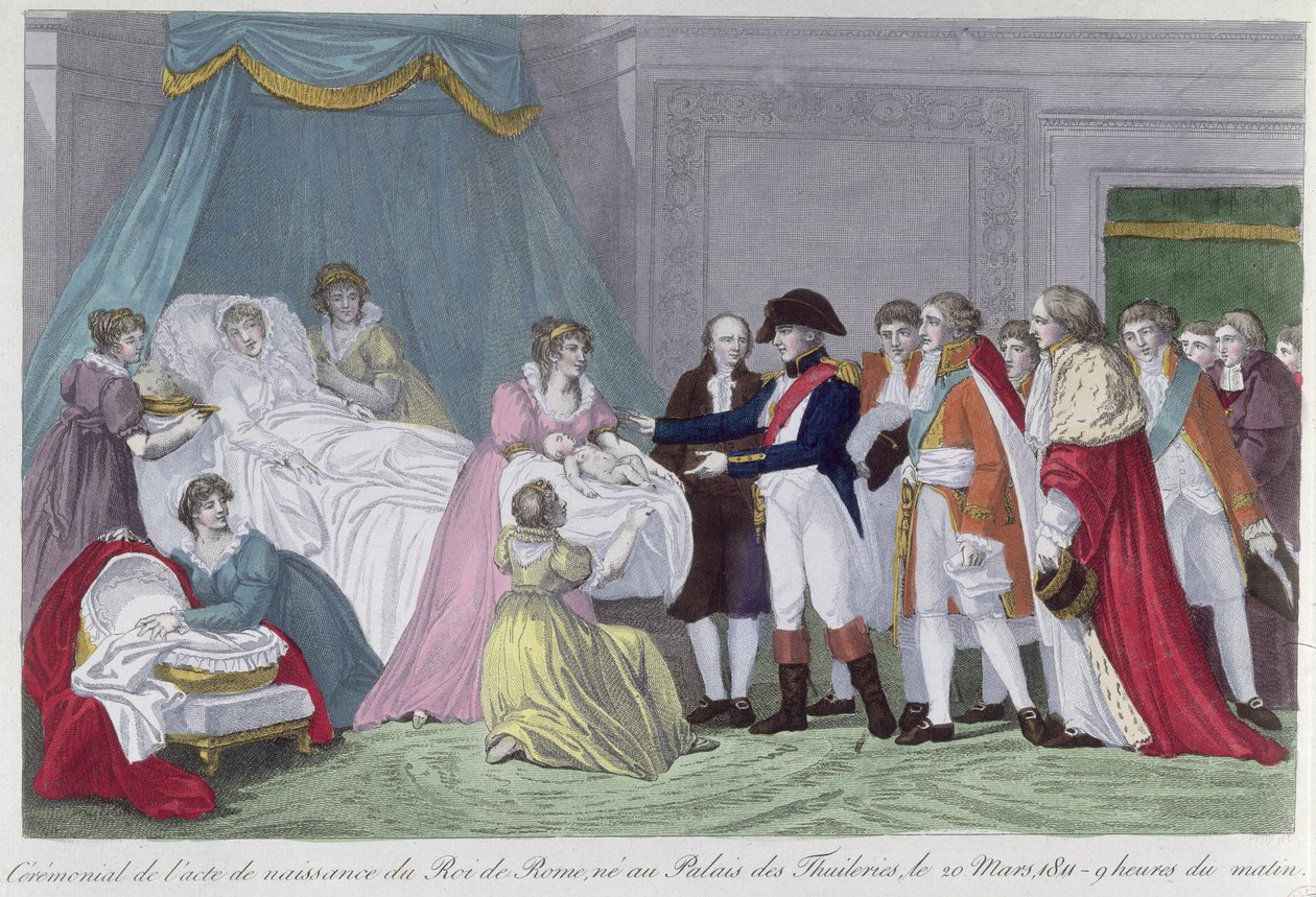 The Empress Marie-Louise of Austria giving birth to the King of Rome, 1811 by French School
