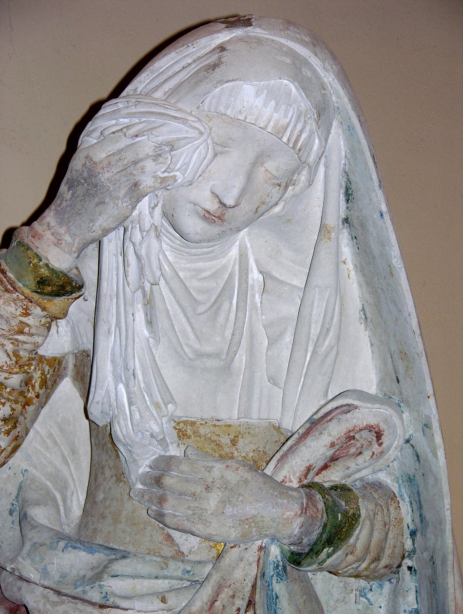 The Entombment (detail of a female saint) by French School