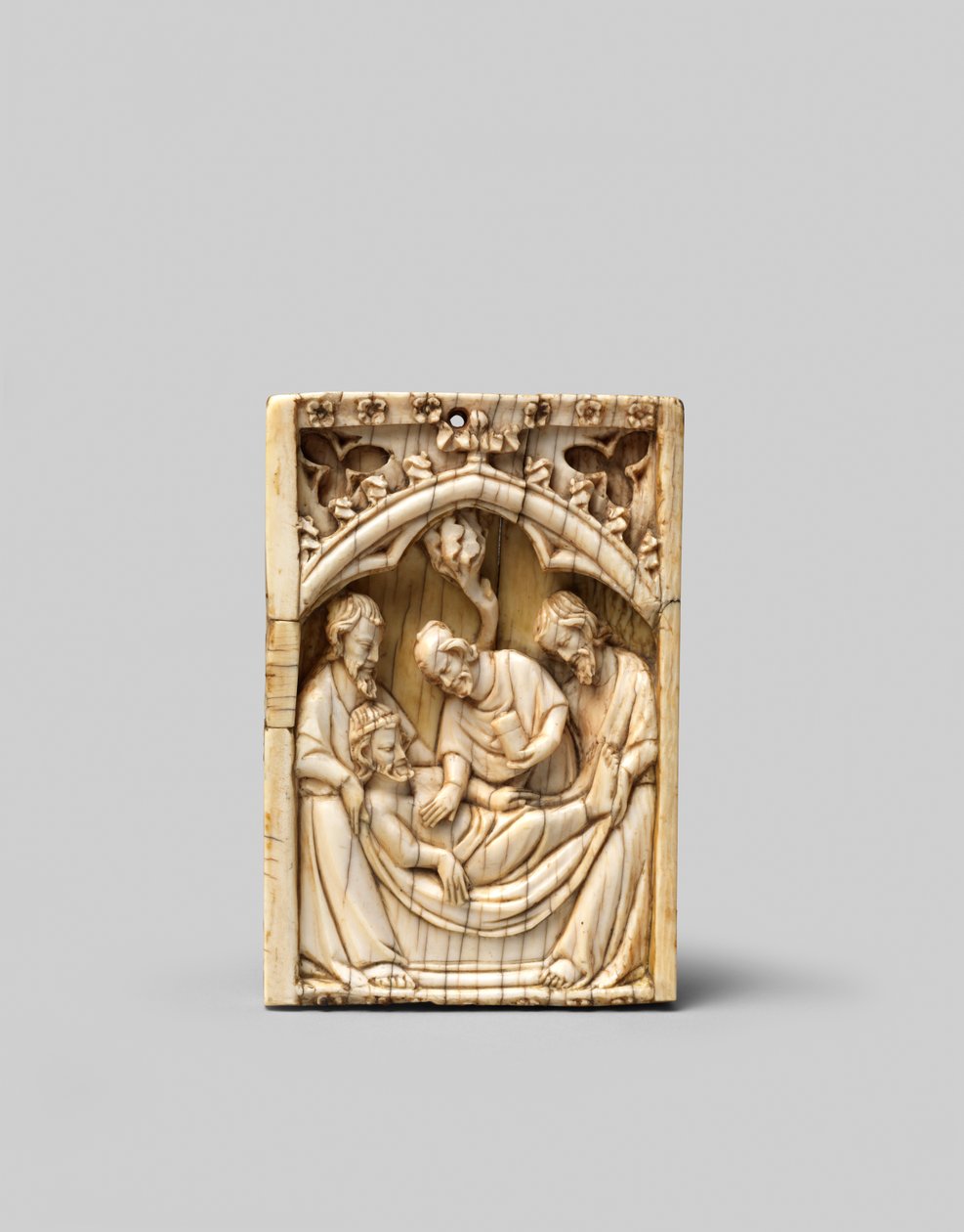 The Entombment of Christ (upper half of the right wing of a diptych) by French School