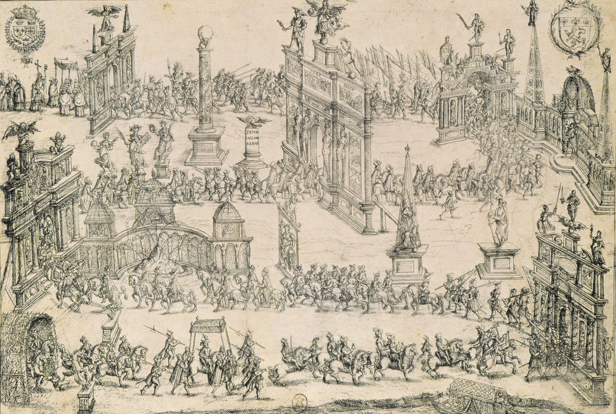 The Entrance of Henri IV (1553-1610) into Lyon, 4th September 1595 by French School