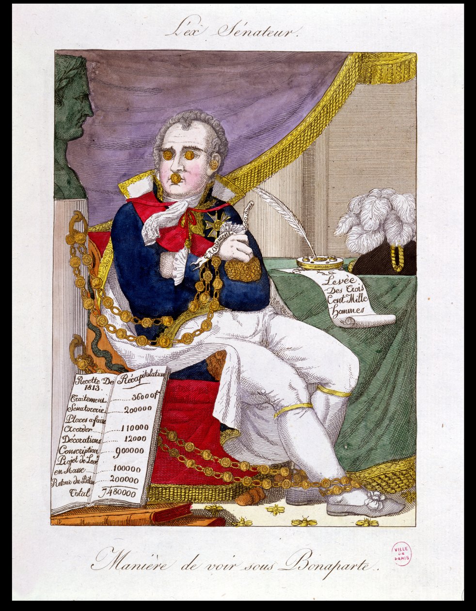 The Ex Senator, caricature of the riches and corruption under Napoleon by French School