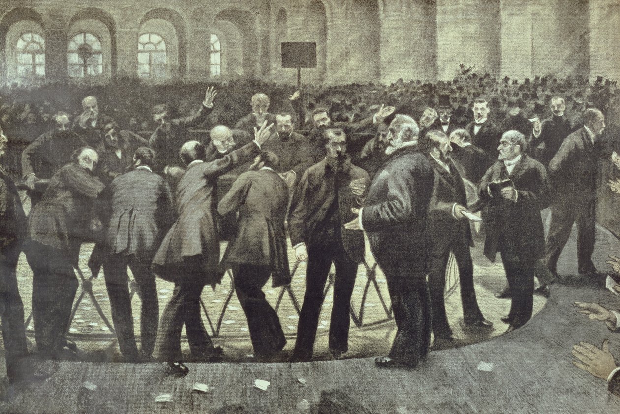 The Famous Corbeille at the Paris Bourse, c.1885 by French School