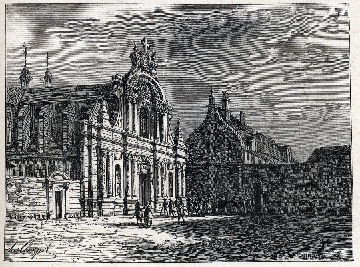 The Feuillants convent, the meeting place of the Feuillants Club, a royalist political organization during the French revolution. Engraving from 1889. Private collection by French School