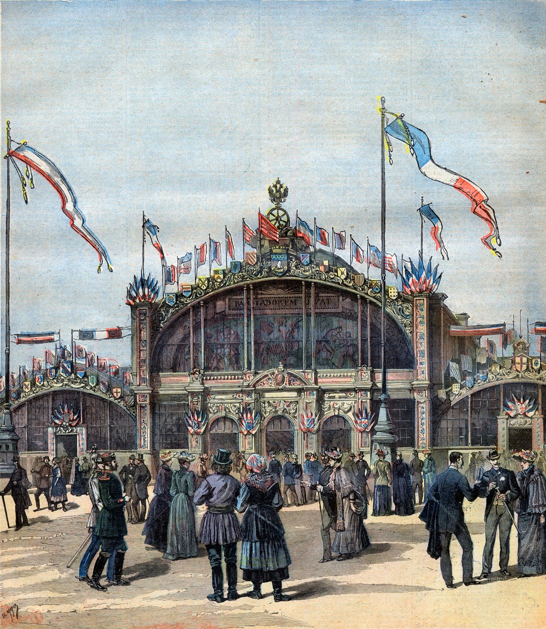 The French Exposition at Moscow (May-Oct 1892) View of the facade. Illustration for Le Petit Journal by French School