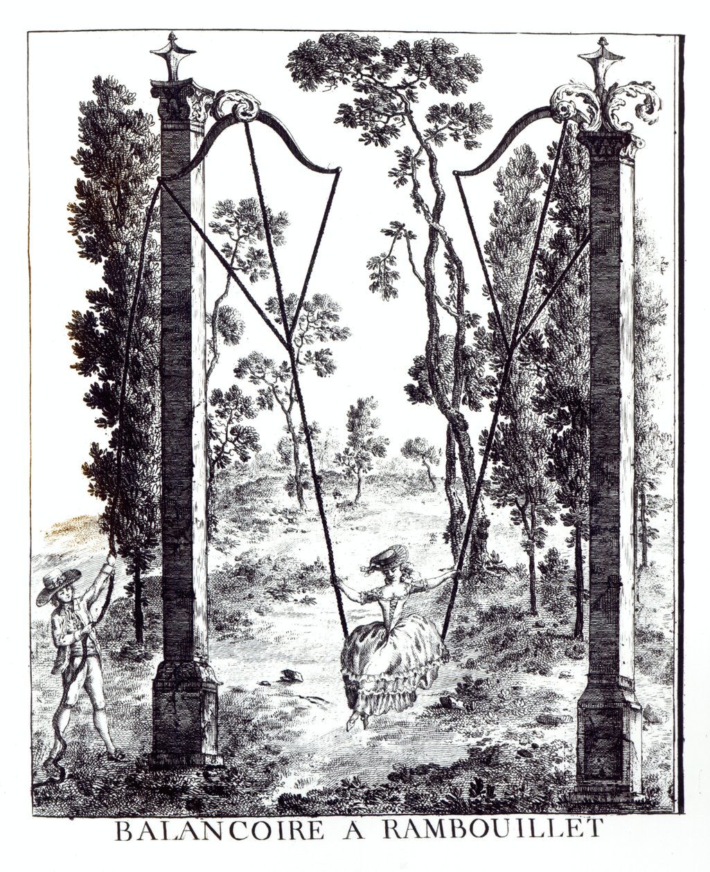 The Garden Swing at Rambouillet, from Details des Nouveaux Jardins a la Mode by George Louis le Rouge, published 1775-78 by French School