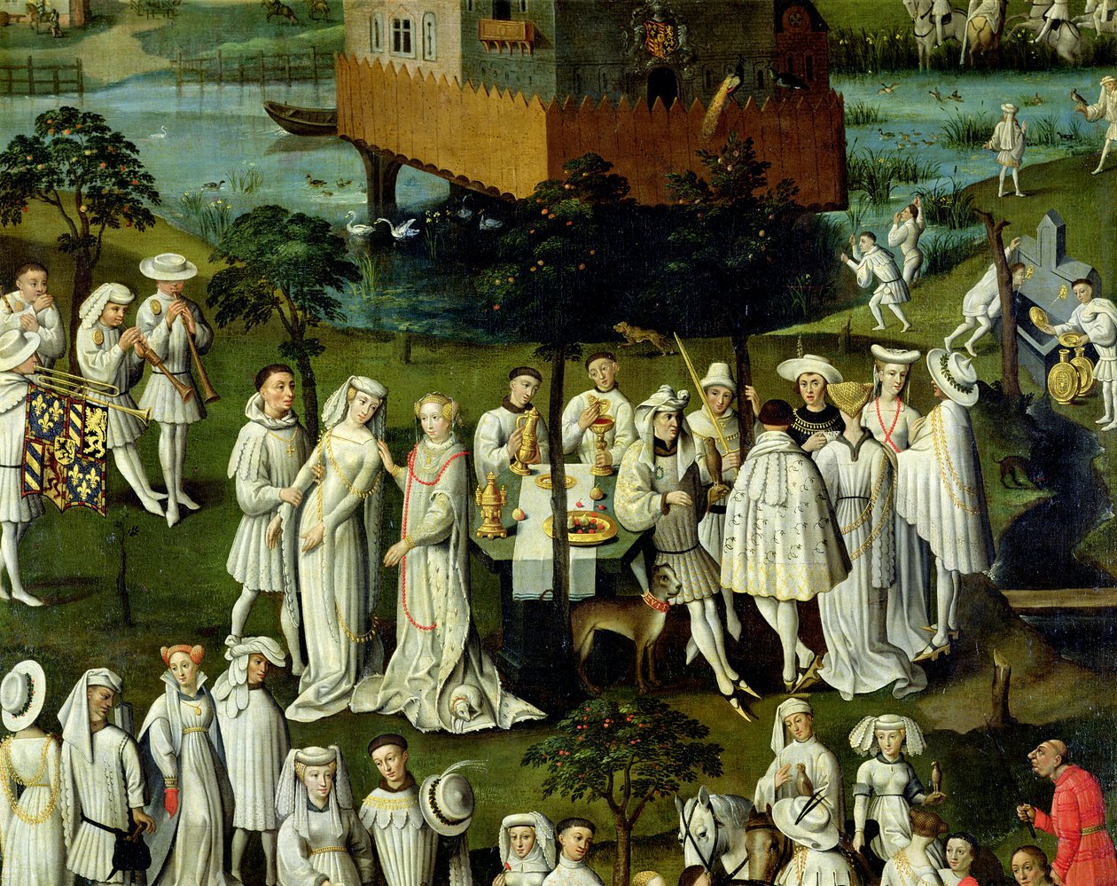 The Garden of Love at the Court of Philip the Good, in the Gardens of the Chateau de Hesdin in 1431 (detail) by French School
