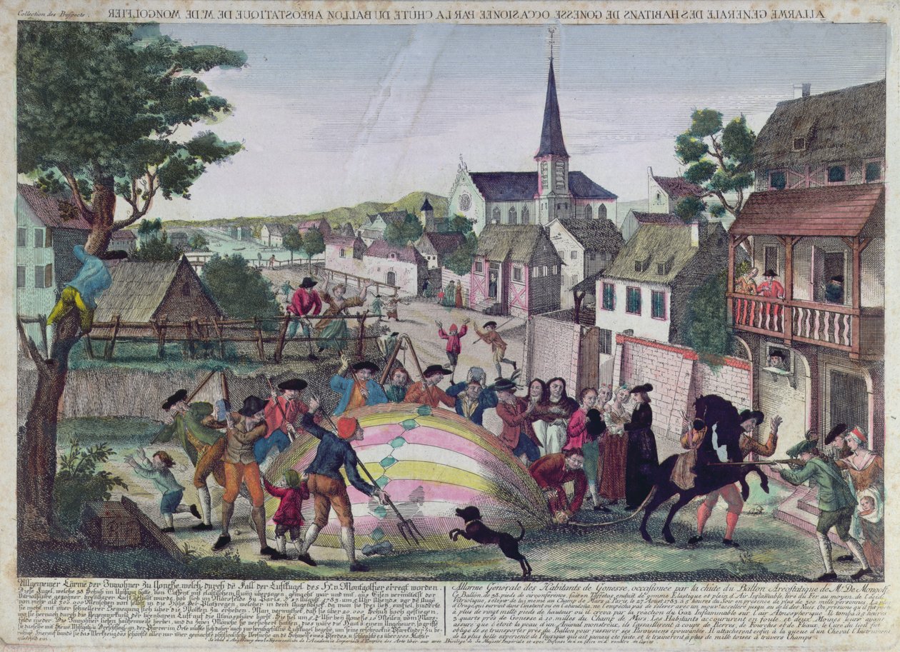 The General Alarm of the Inhabitants of Gonesse Caused by the Descent of a Balloon, 27th August, 1783 by French School