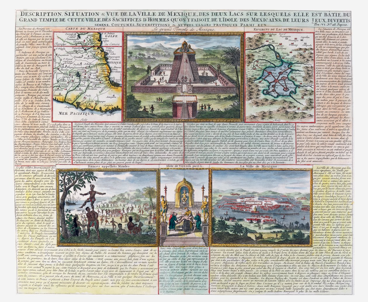 The Great Temple, Maps of Mexico and Its Surroundings (coloured engraving) by French School