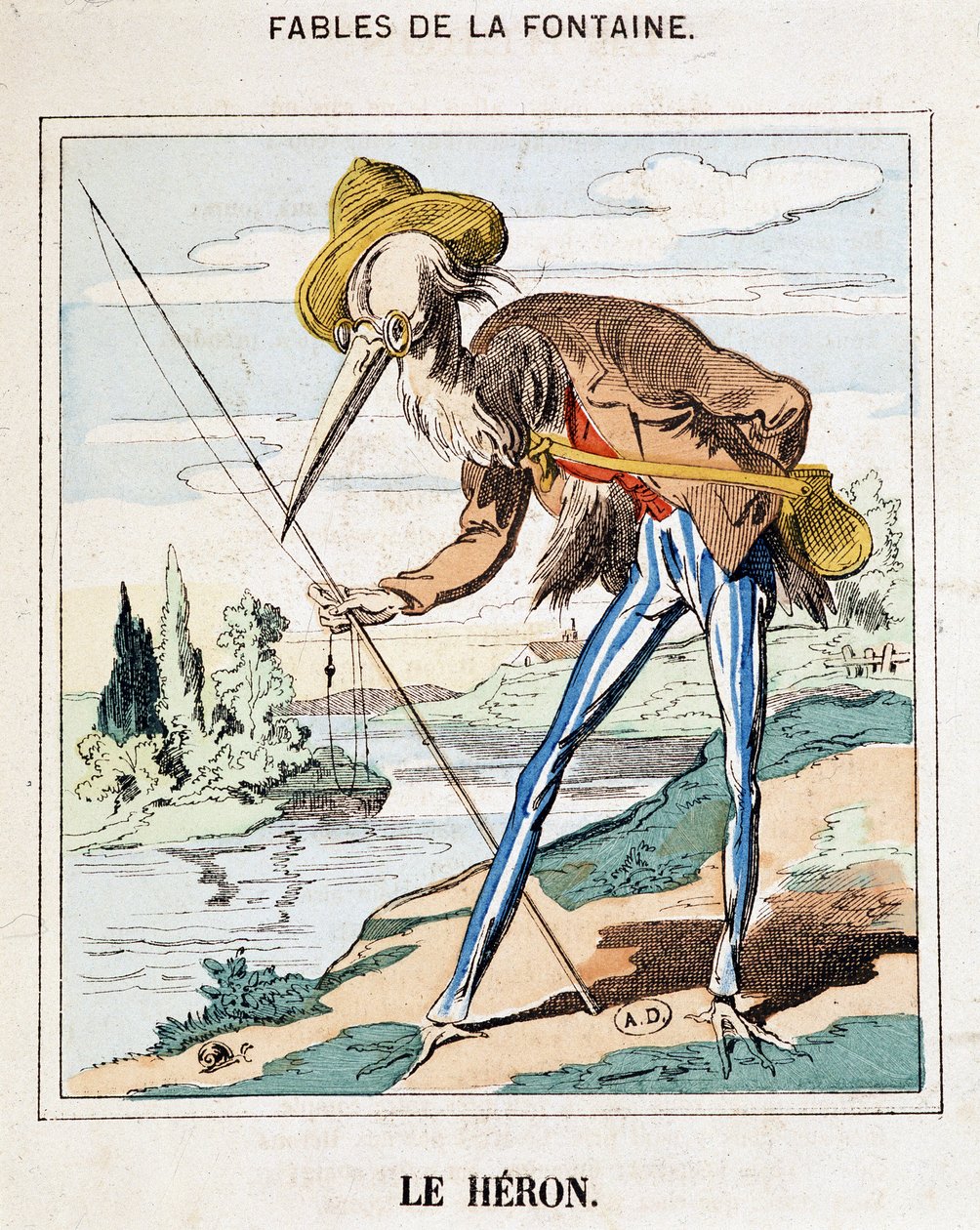 The Heron (Fables de La Fontaine) by French School
