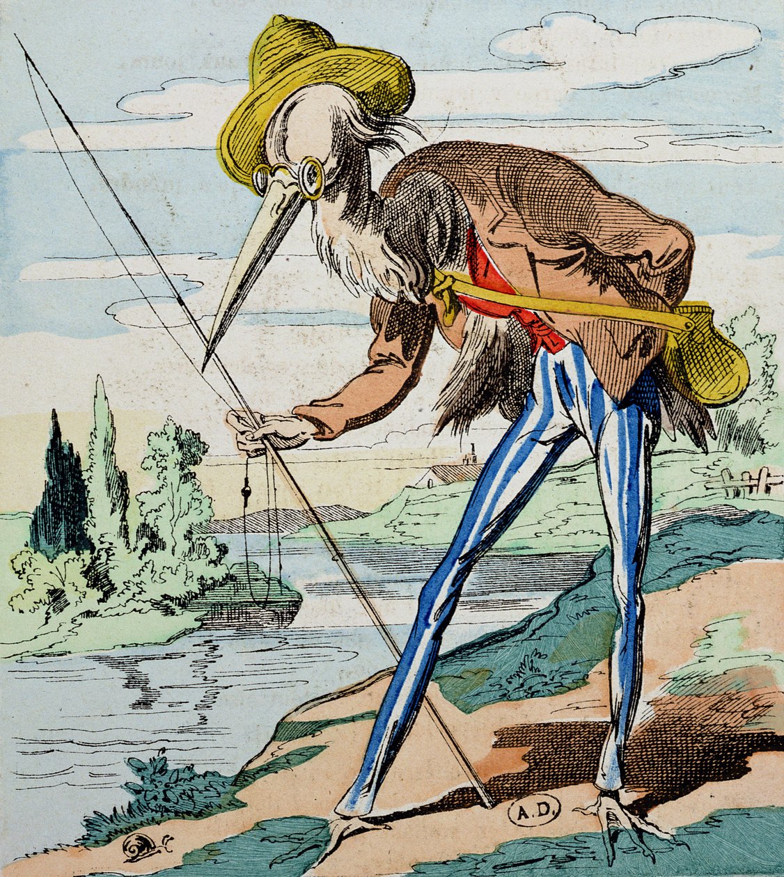 The Heron, from Fables de la Fontaine by French School