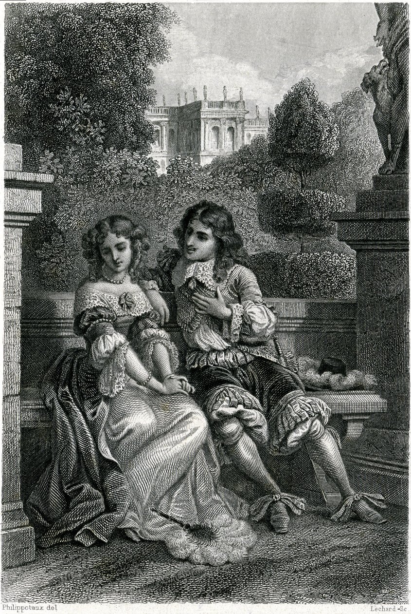 The King of France Louis XIV in the Gallant Company of Mademoiselle de la Vallière by French School