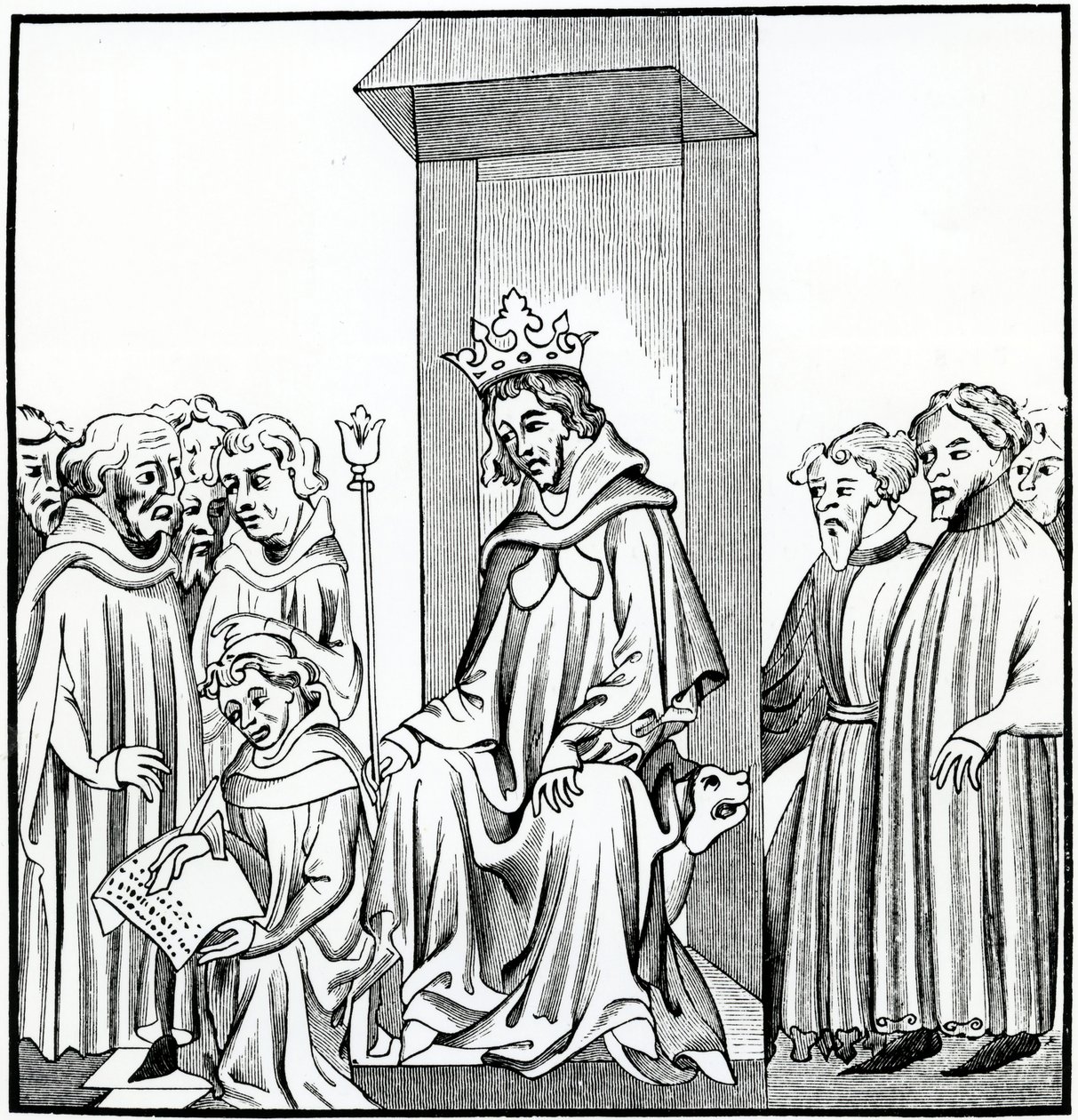 The King of the Franks Dictates the Salic Law, after a Miniature in the Chronicles of St. Denis by French School