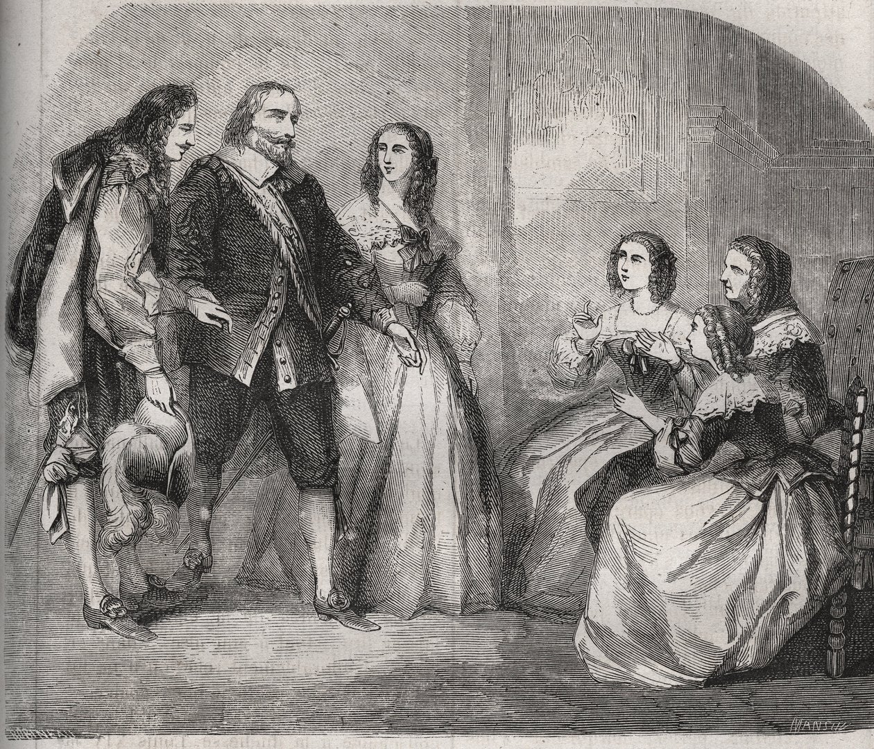 The Marquis of Montespan, Louis Henri de Pardaillan de Gondrin (1640-1691) (on the left) came to propose to the marriage of Francoise Athenais of Rochechouart Mortemart (then Marquise de Montespan or Madame de Montespan) by French School