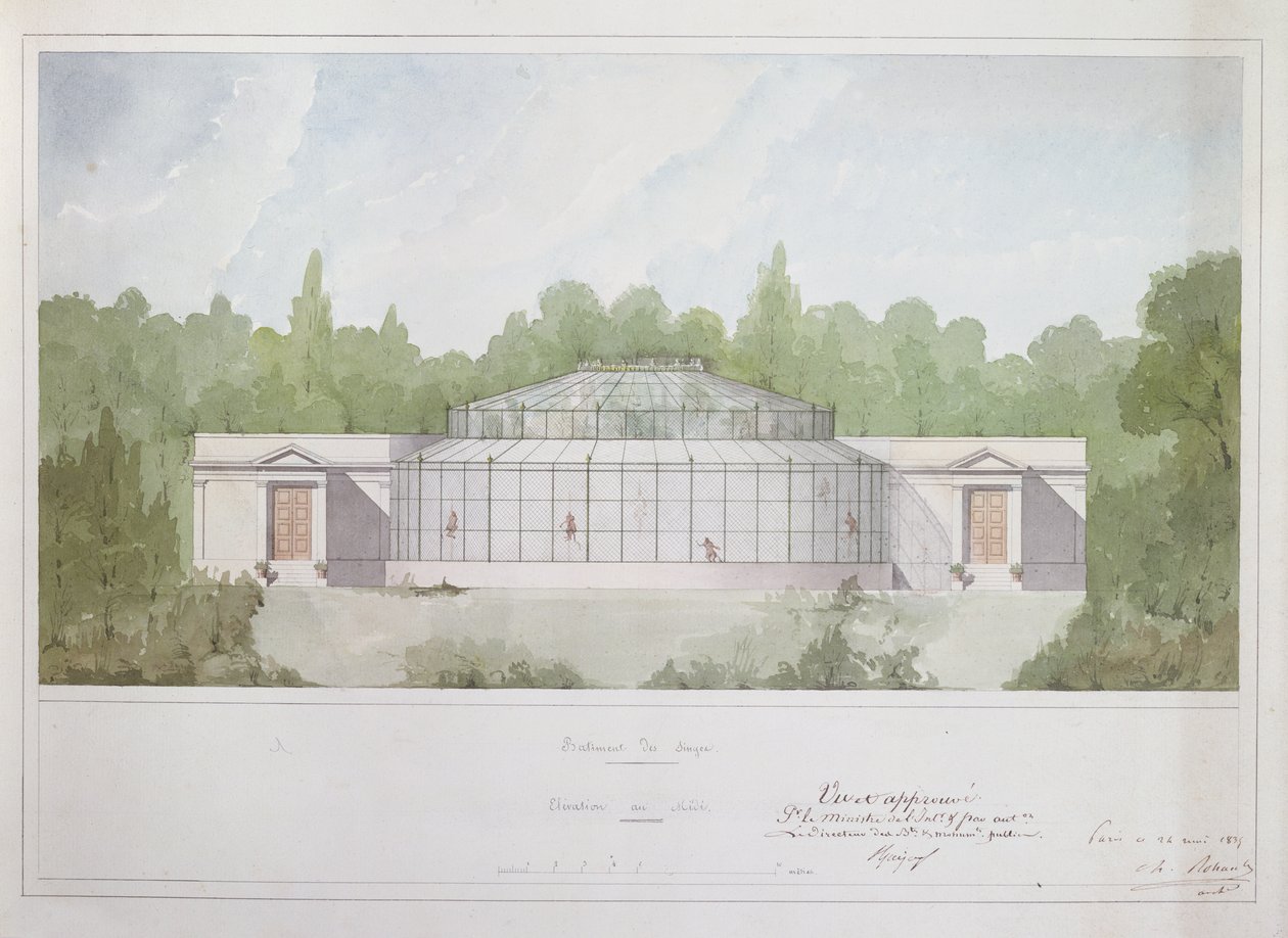 The Monkey House at the Jardin des Plantes in Paris, 1835 by French School
