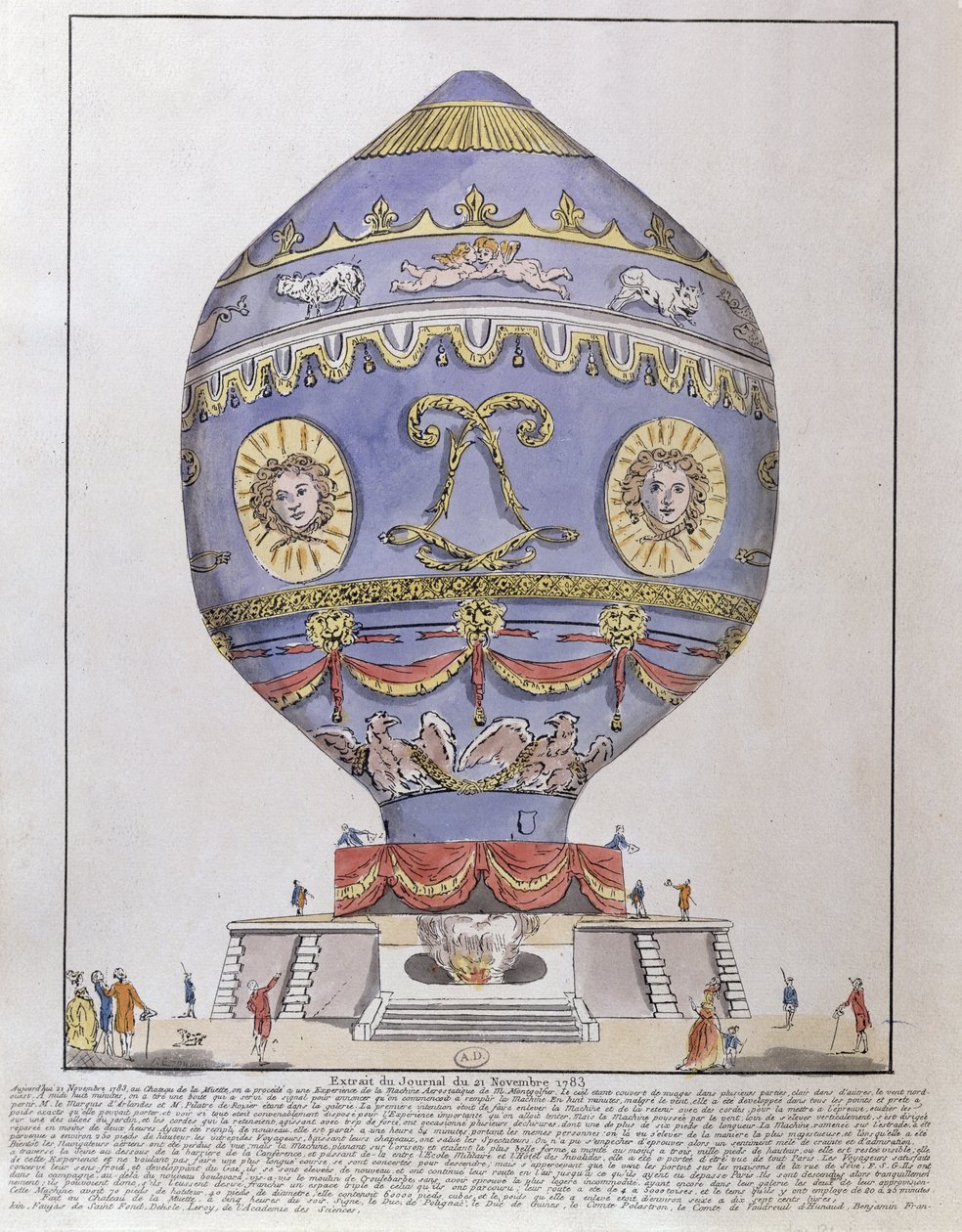 The Montgolfier Brothers Balloon Experiment at the Chateau de la Muette, 21st November, 1783 by French School