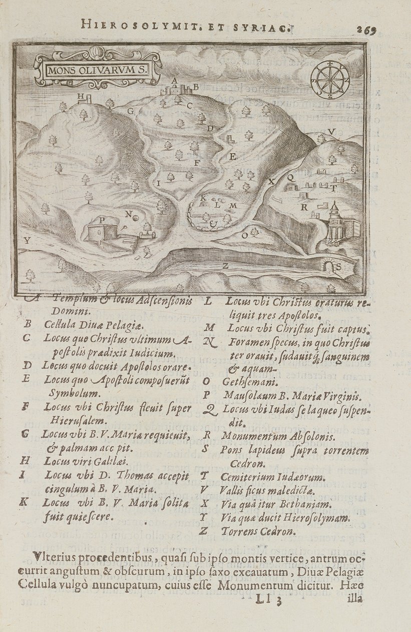 The Mount of Olives, Jerusalem, from Itinerarium Hierosolymitanum, by J. Cotovico, 1619 by French School