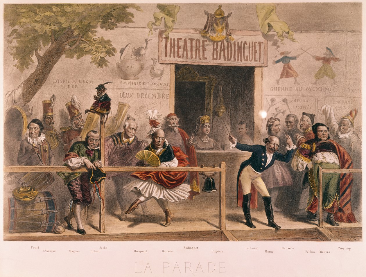 The Parade, caricature of Napoleon III and his court, from La Menagerie Imperiale by French School